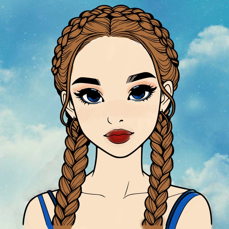 realistic girl with braids