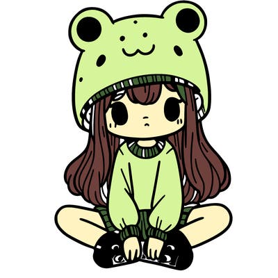 a girl wearing a frog hat and some frog socks