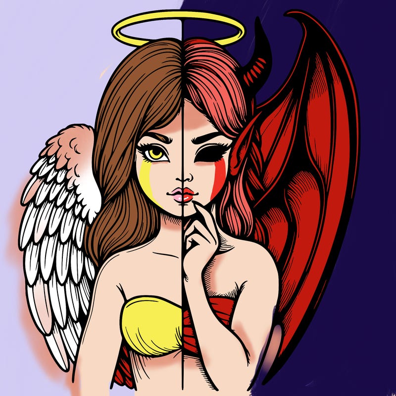 realistic angel half demon