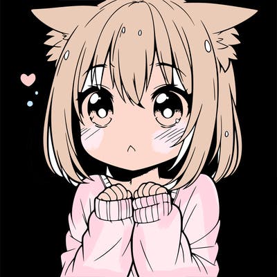 shy anime catgirl