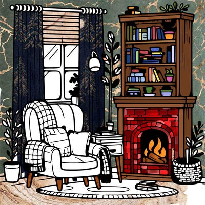 living room, cozy corner