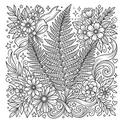 Discover a beautiful Mother's Day coloring page featuring the majestic royal fern nestled among delicate blossoms. This intricate design offers a calming and creative way to show your appreciation.