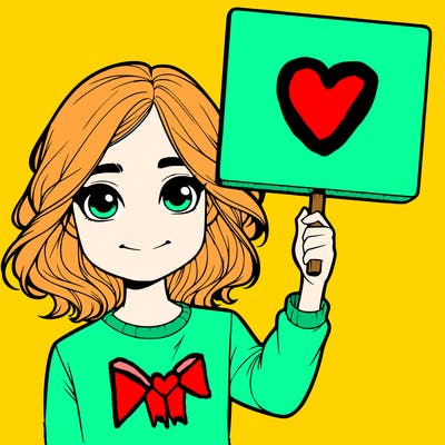 realistic girl holding up a sign