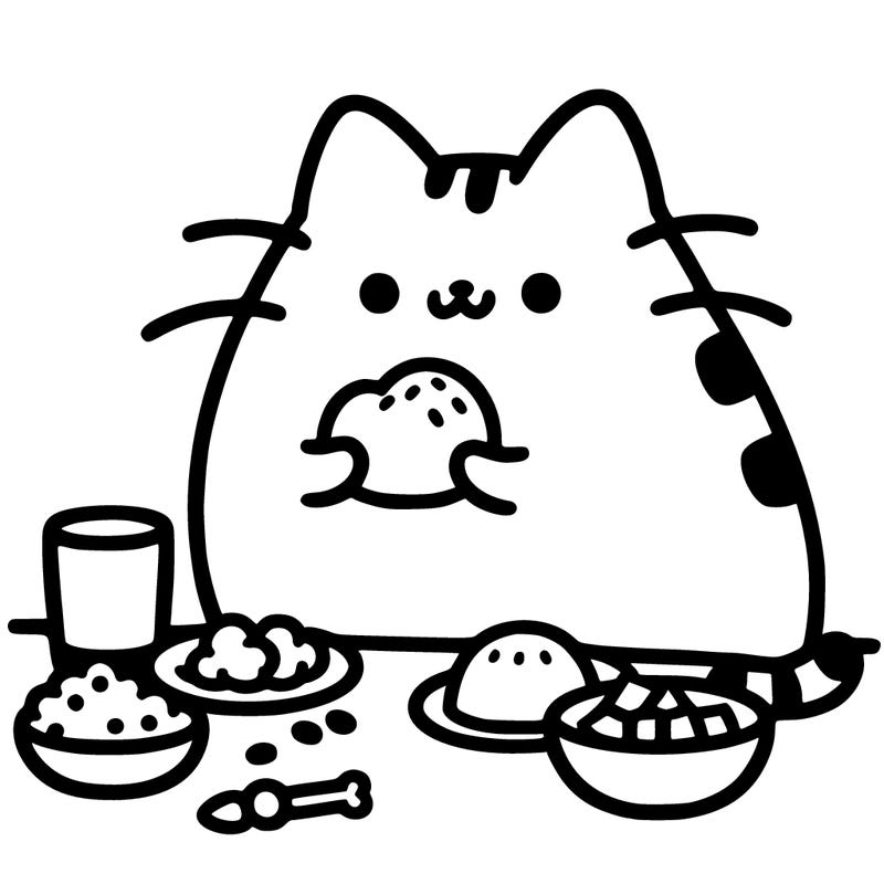 pusheen eating food