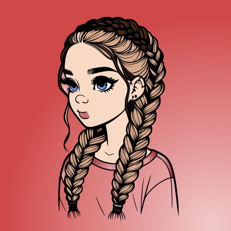 realistic girl with braids