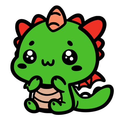 a kawaii-style drawing featuring a cute dragon with a playful face. simple drawing