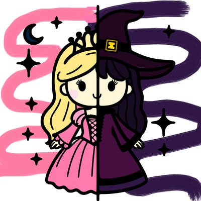 split princess and witch
