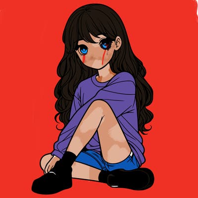 girl sitting realistic