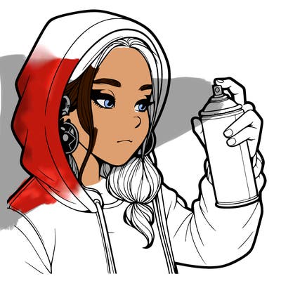 a realistic girl, spray painting