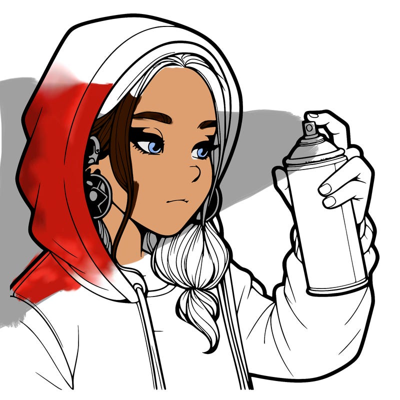 a realistic girl, spray painting