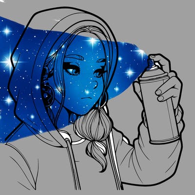 a realistic girl, spray painting