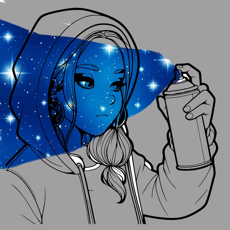 a realistic girl, spray painting