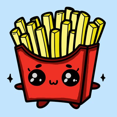 a cute. french fries