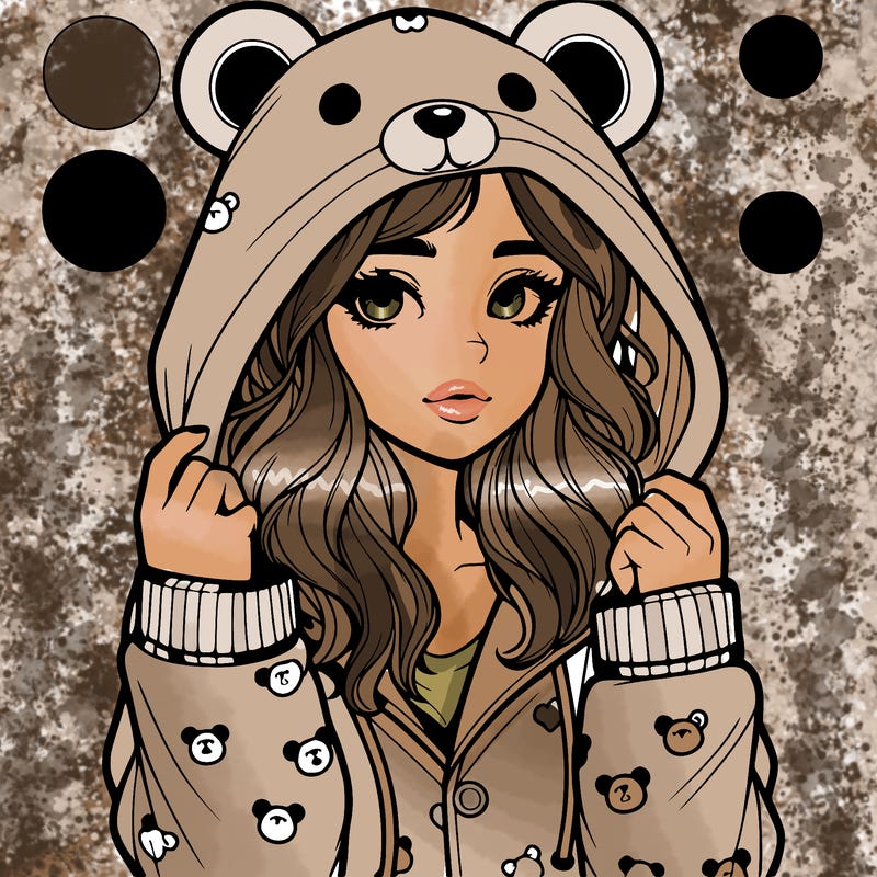 realistic girl in a animal pjs hoodie