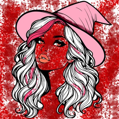 realistic witch girl with wavy hair and lips