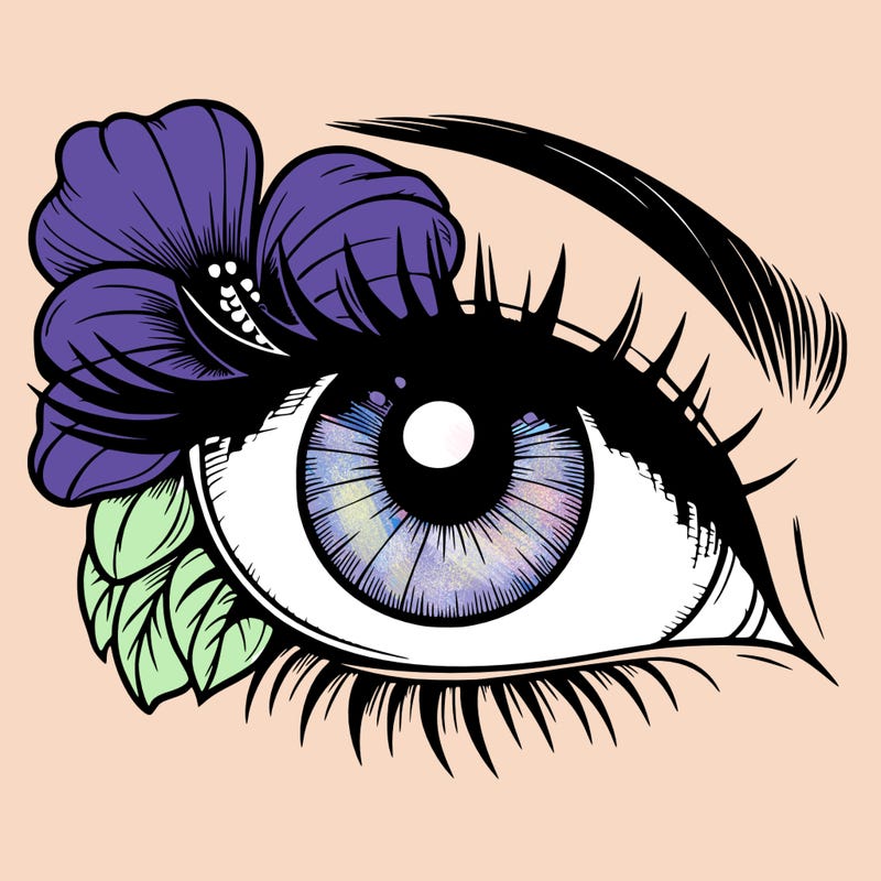 realistic eye with flower