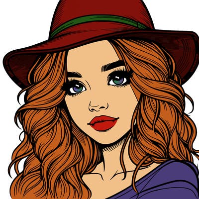 realistic girl with hat