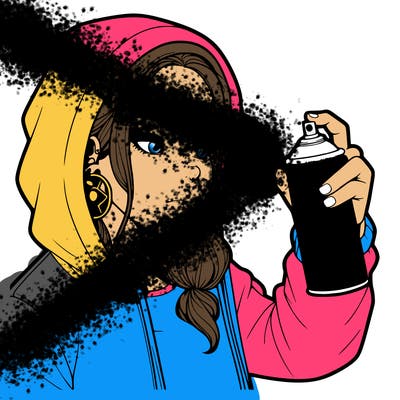 a realistic girl, spray painting