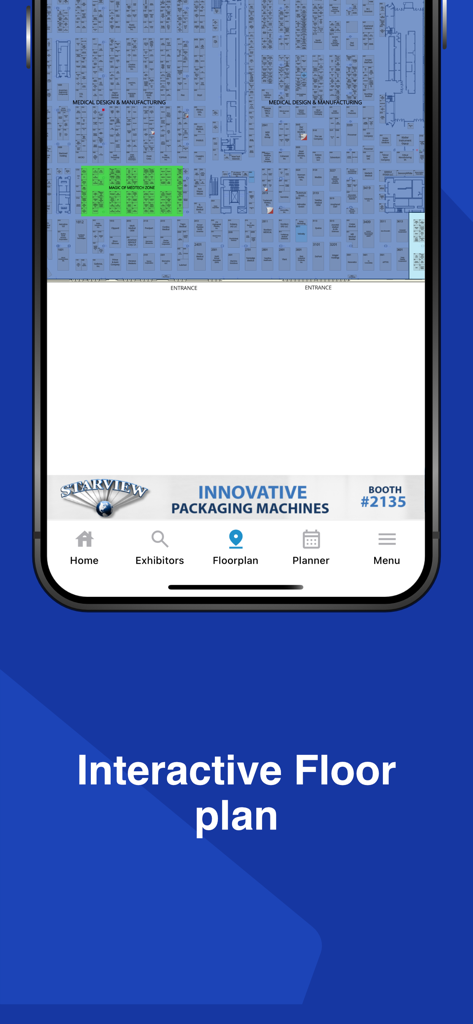 MD&M West 2026 - Mobile app screenshot showing the interactive floor plan and exhibition hall map for MD&M West 2026