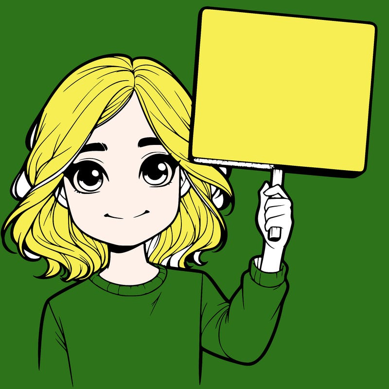 realistic girl holding up a sign