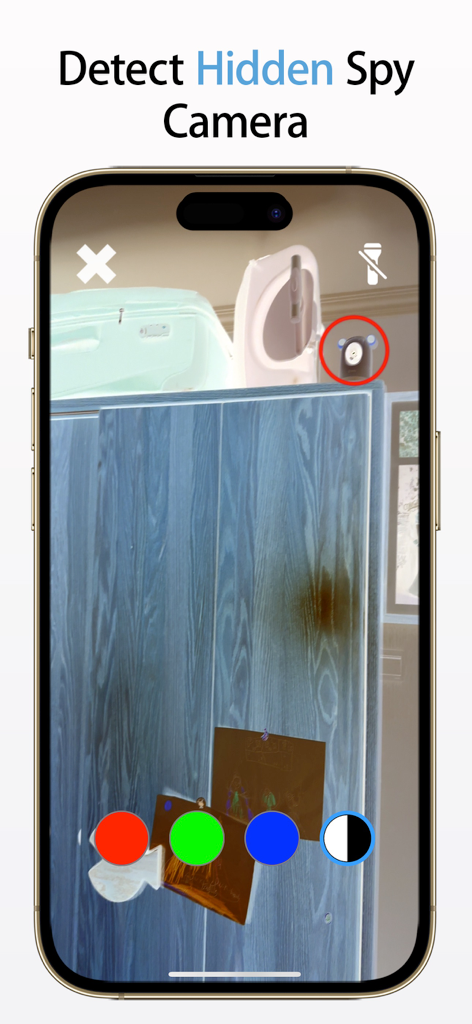SecurityX- AD Blocker,Privacy+ - SecurityX app interface for detecting hidden spy cameras in a room