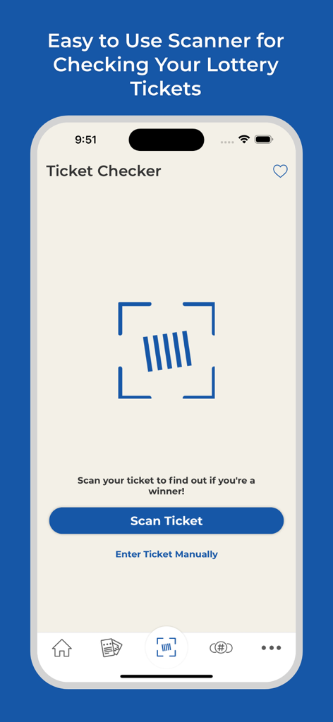Interface de vérification de tickets et de scanner de codes-barres de l'application Wisconsin Lottery