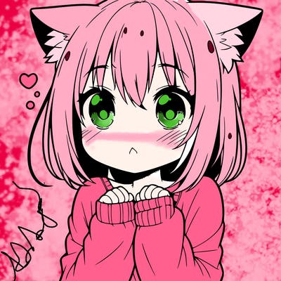 shy anime catgirl