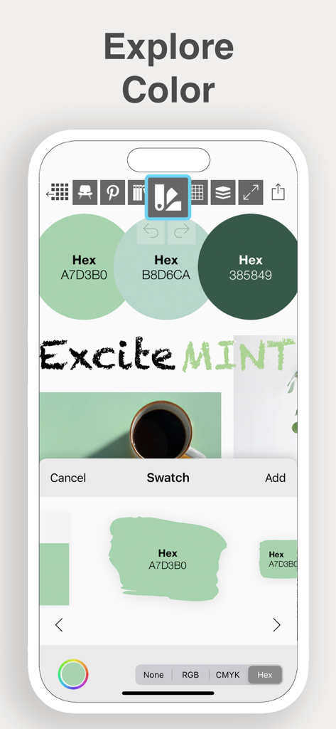 Morpholio Board - Moodboard - Morpholio Board app color palette interface with hex code swatches