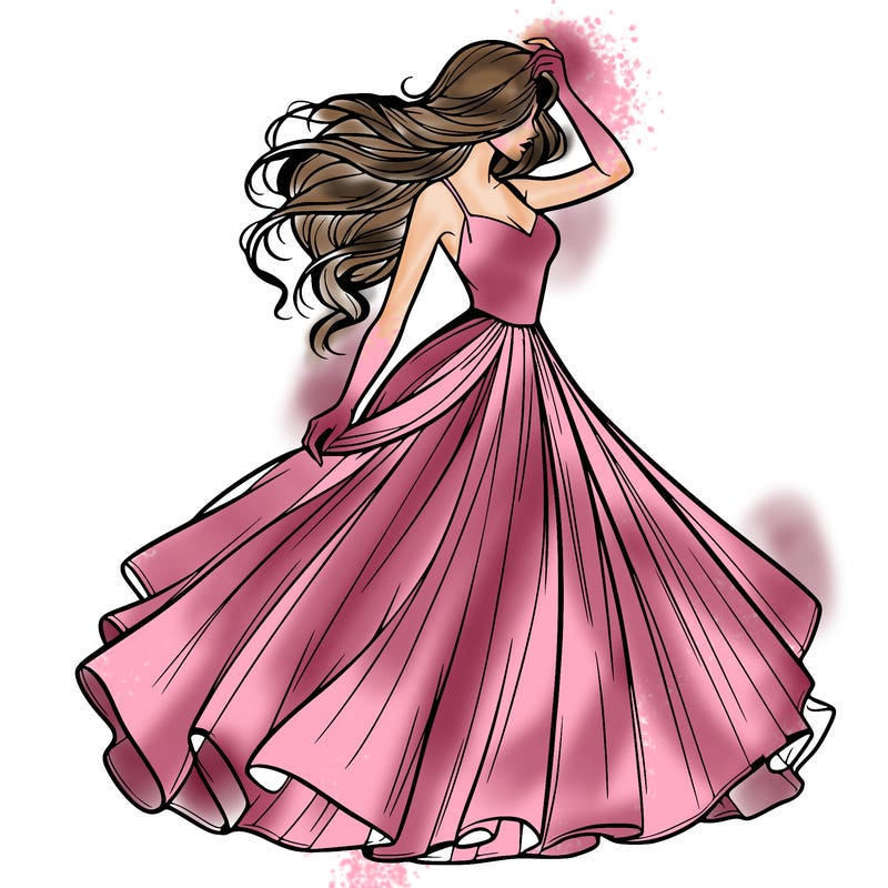 realistic woman with dress flowing in the wind