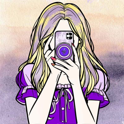 a realistic girl holding her phone taking pictures