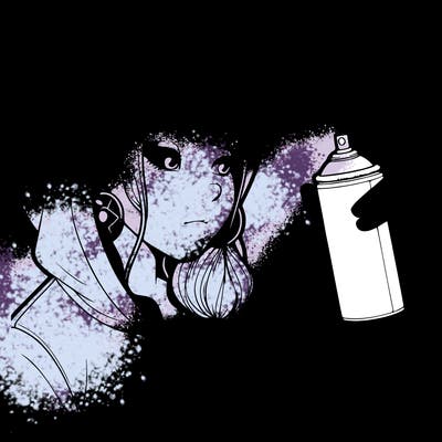 a realistic girl, spray painting