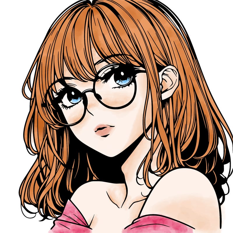 manga woman character with glasses and nice lips