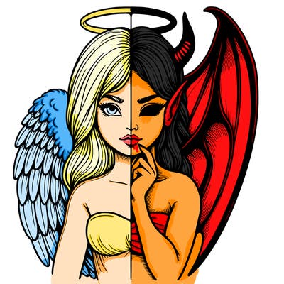 realistic angel half demon