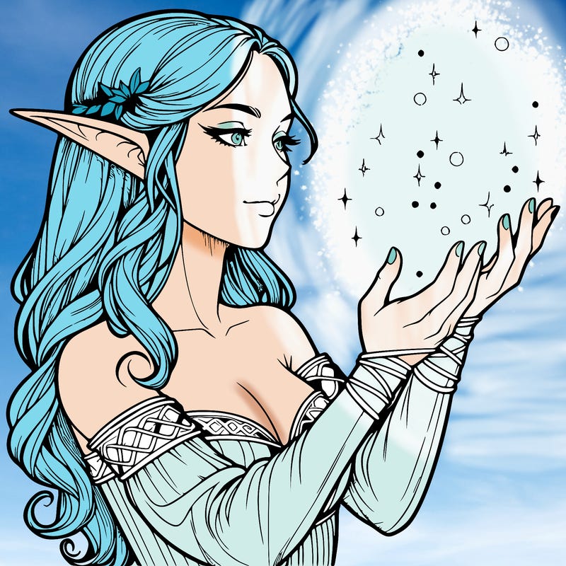 realistic elf girl doing magic