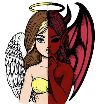 realistic angel half demon