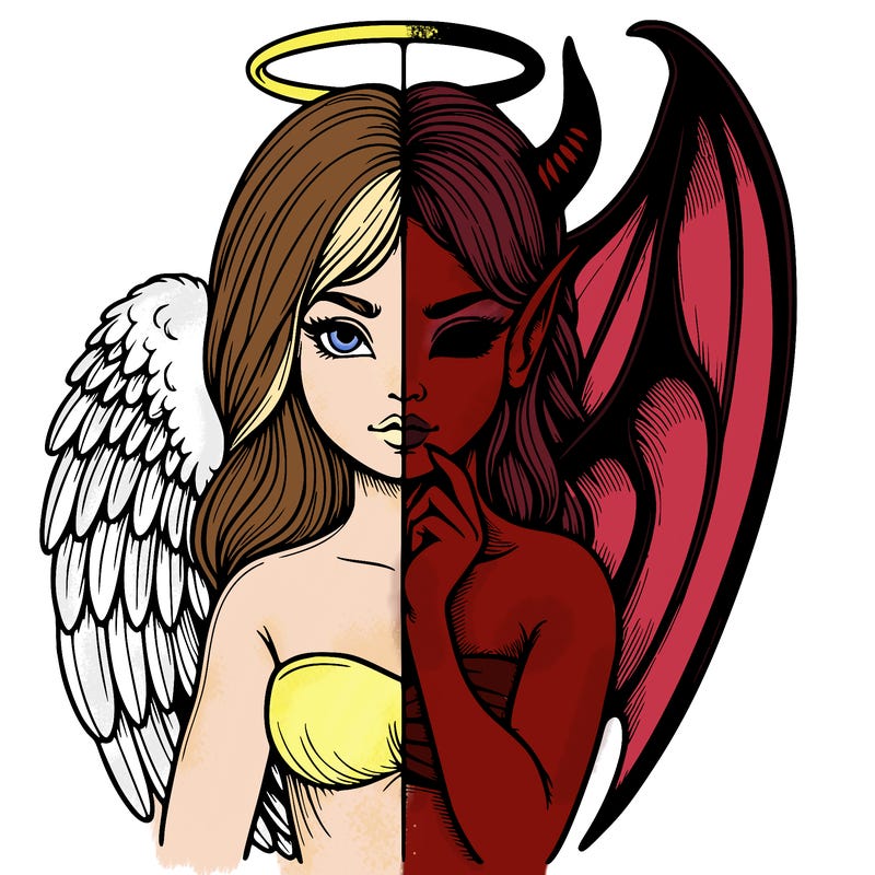 realistic angel half demon