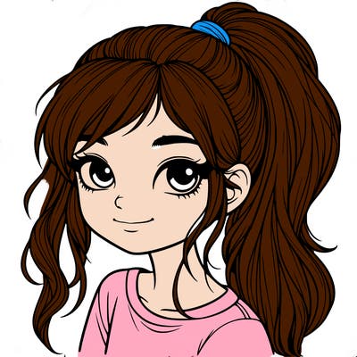 realistic girl with ponytail