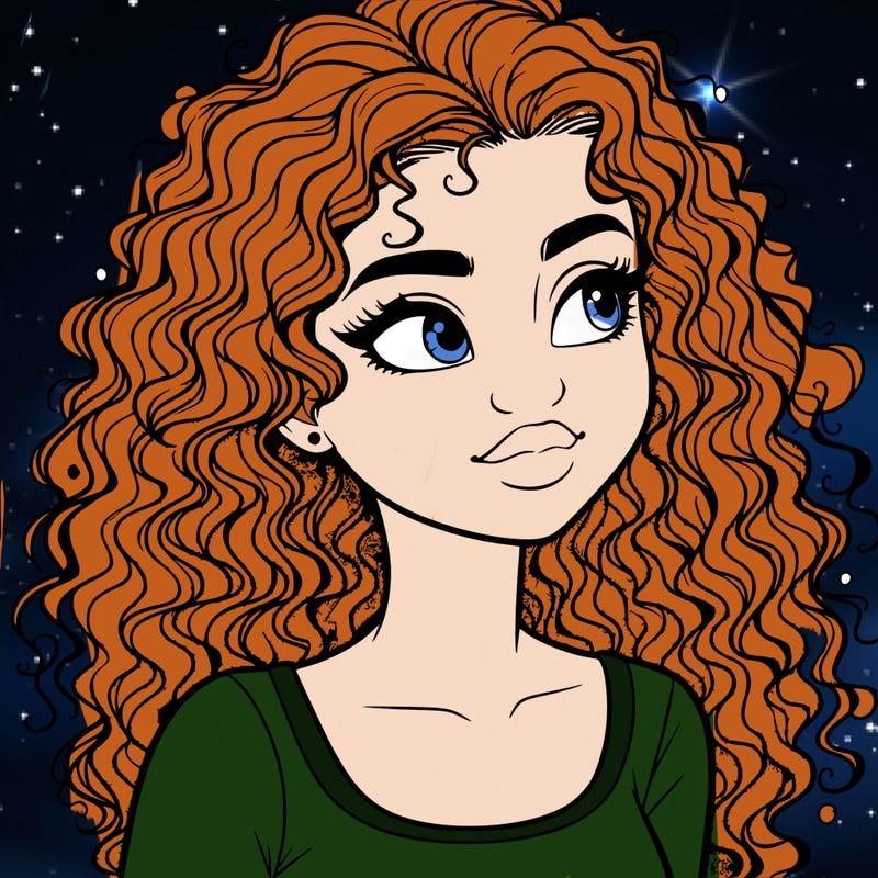 realistic girl with curly hair