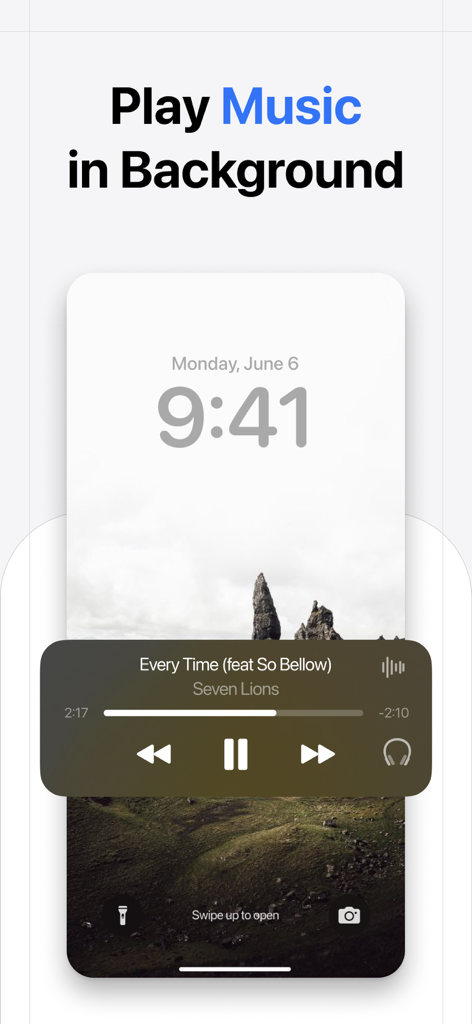 Herond Private Adblock Browser - iPhone lock screen showing the background media playback feature from Herond Private Adblock Browser.