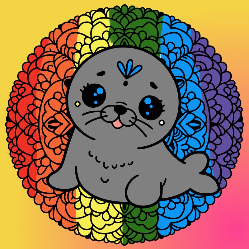 a cute baby seal mandala