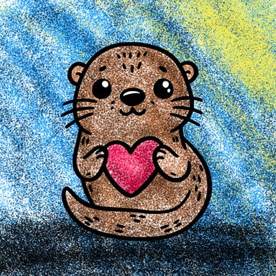 otter with a heart