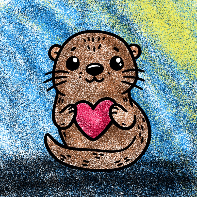 otter with a heart