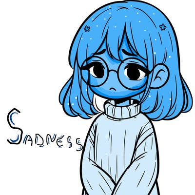 sad girl with glasses in a sweater