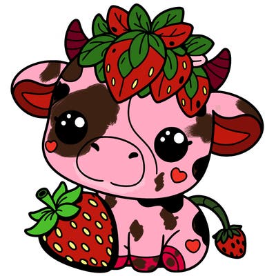 cute strawberry cow