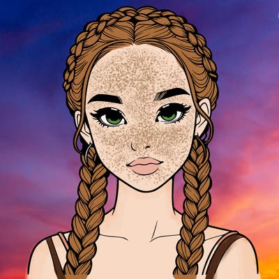 realistic girl with braids