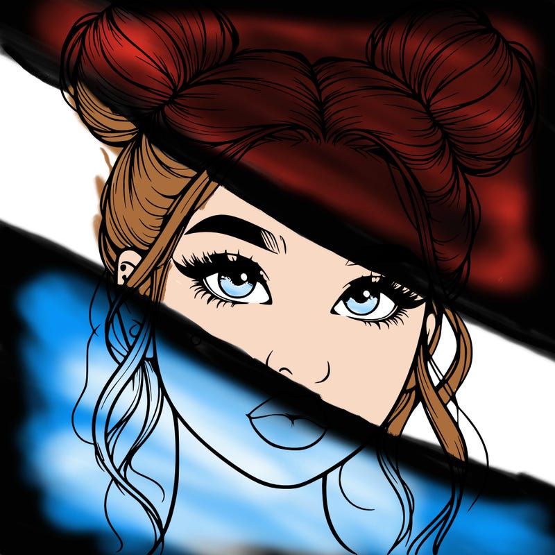 realistic girl with two buns on her hair and lips