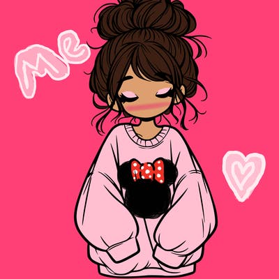 girl with baggy sweatshirt and messy bun