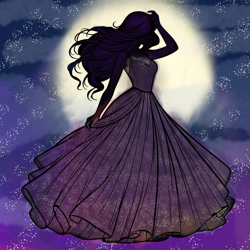 realistic woman with dress flowing in the wind