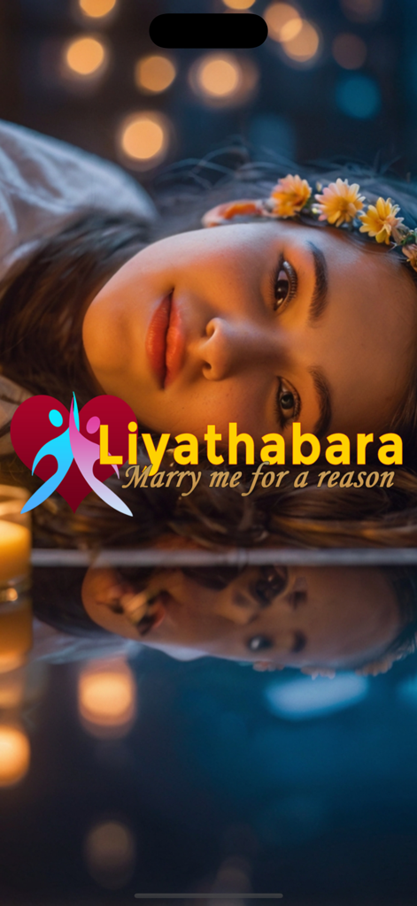 Marriage Proposals Sri Lanka - Liyathabara Marriage Proposals Sri Lanka app splash screen with logo and romantic background