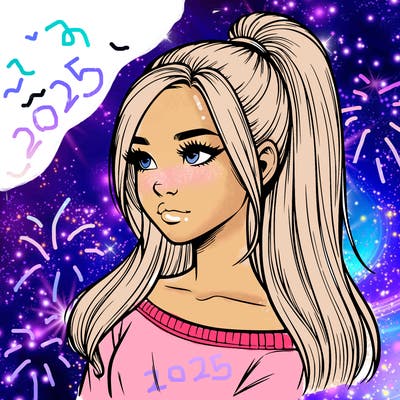 realistic girl with a high ponytail